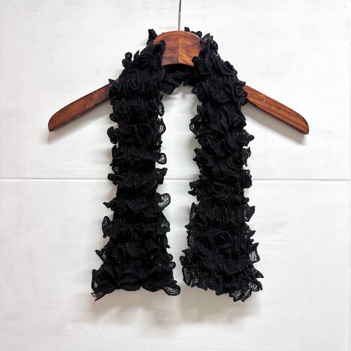 블랙 러플 레이스 쁘띠 숏 미니 머플러 JPN 상품이미지5