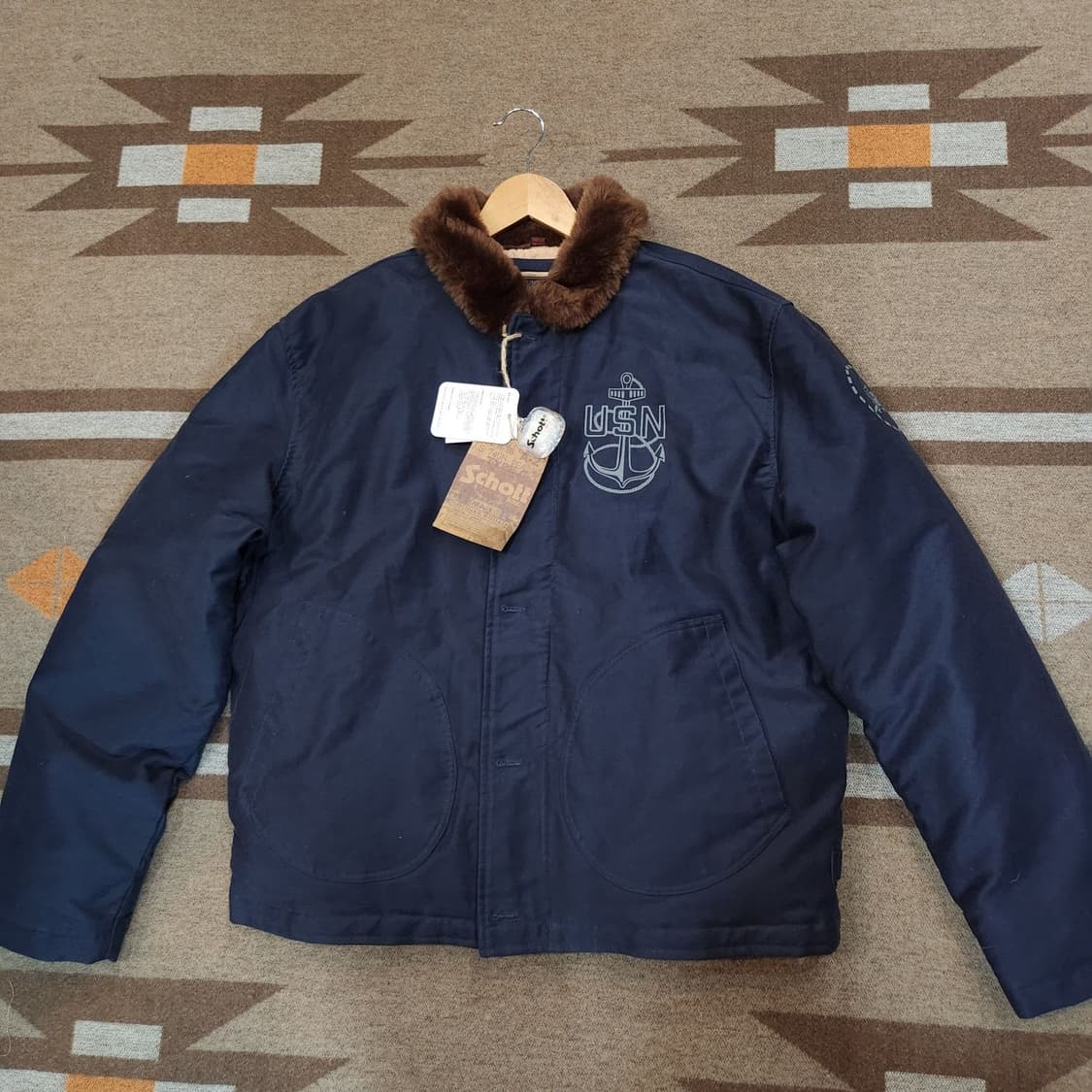 새상품)Schott nyc 쇼트 USN 덕다운 덱 자켓 XL 네이비 상품이미지1