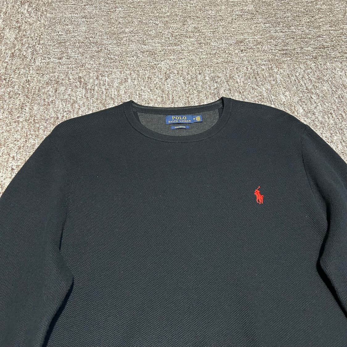 M) 폴로 랄프로렌 피마코튼 라운드넥 블랙 맨투맨 상품이미지3