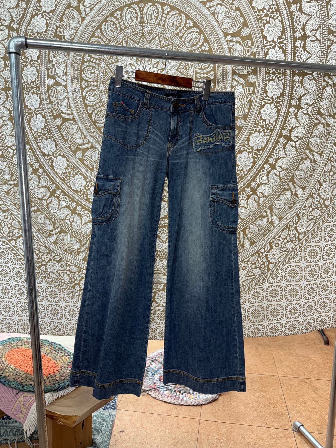 빈티지 여성 패치 카고 데님 부츠컷팬츠  상품이미지3