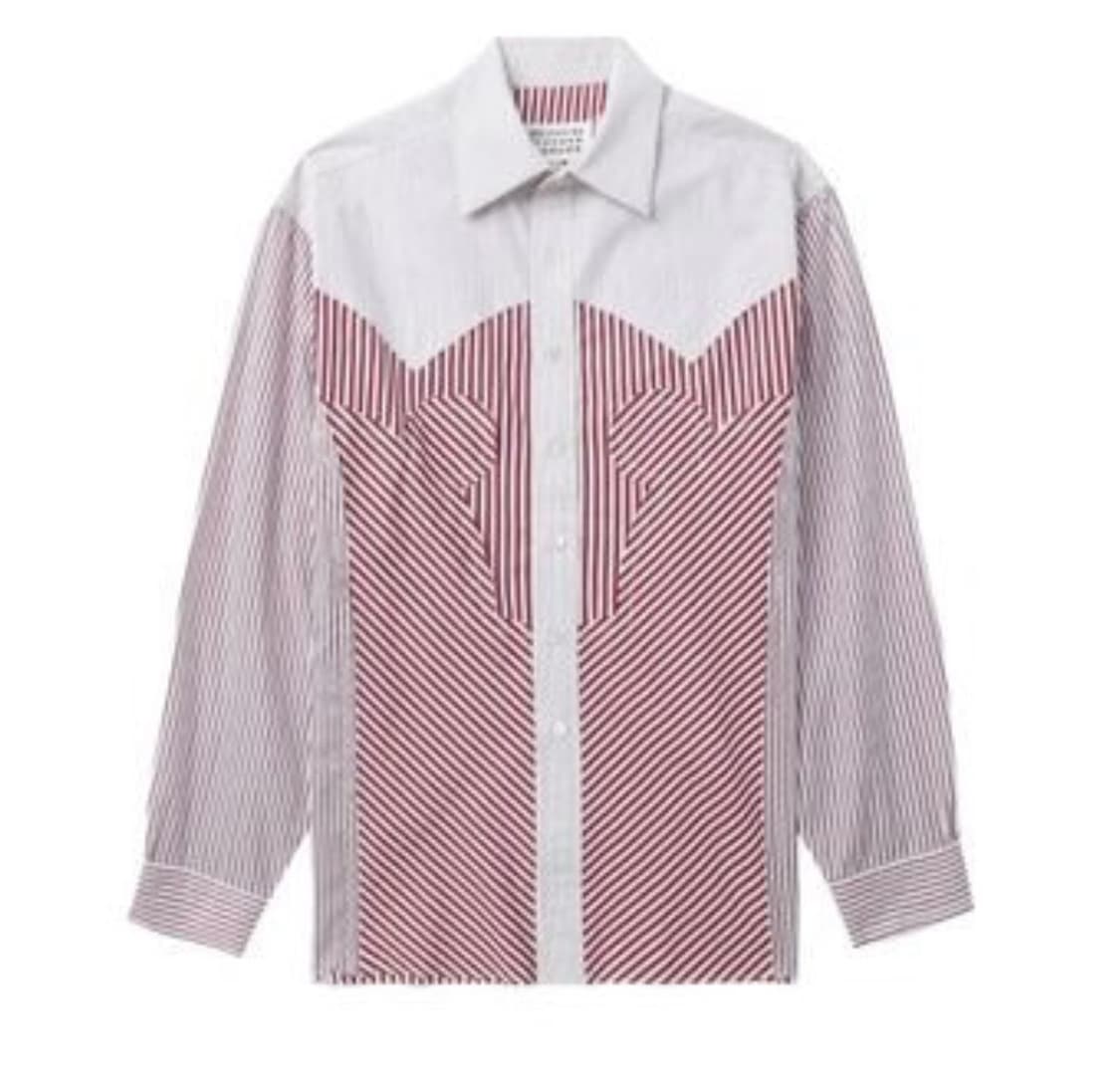 메종 마르지엘라 요크 스트라이프 셔츠 버건디 (40) 상품이미지1