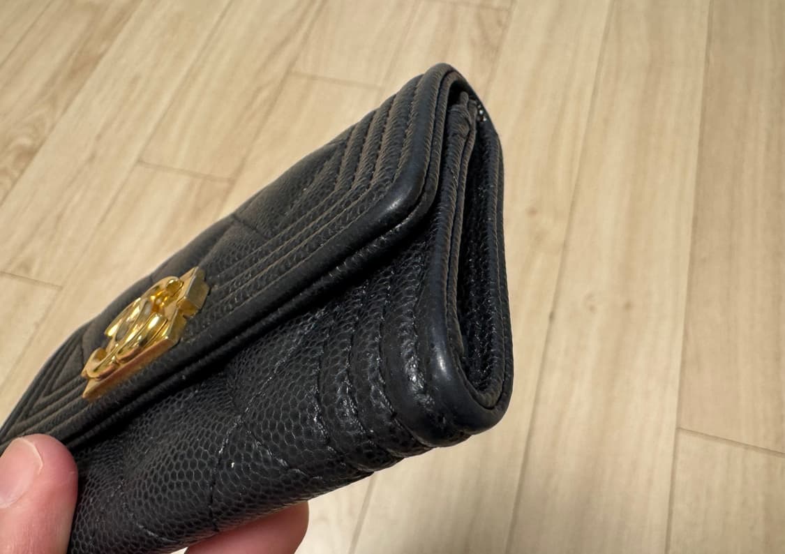 샤넬 보이 똑딱이 카드지갑 캐비어 블랙금장 30번대 상품이미지8