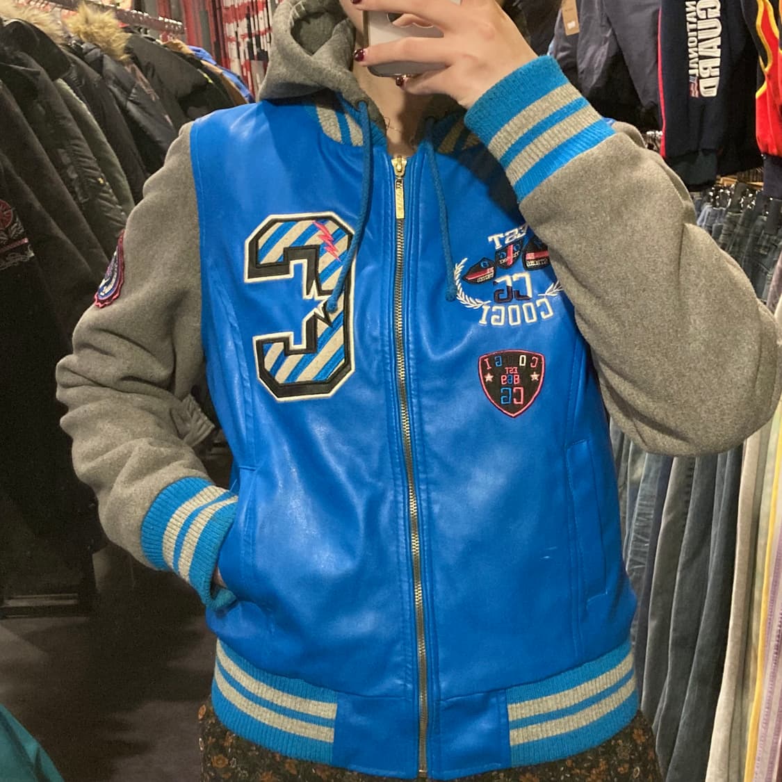 [IM]coogi 크롭 바시티자켓 블루 (후드o) 상품이미지2