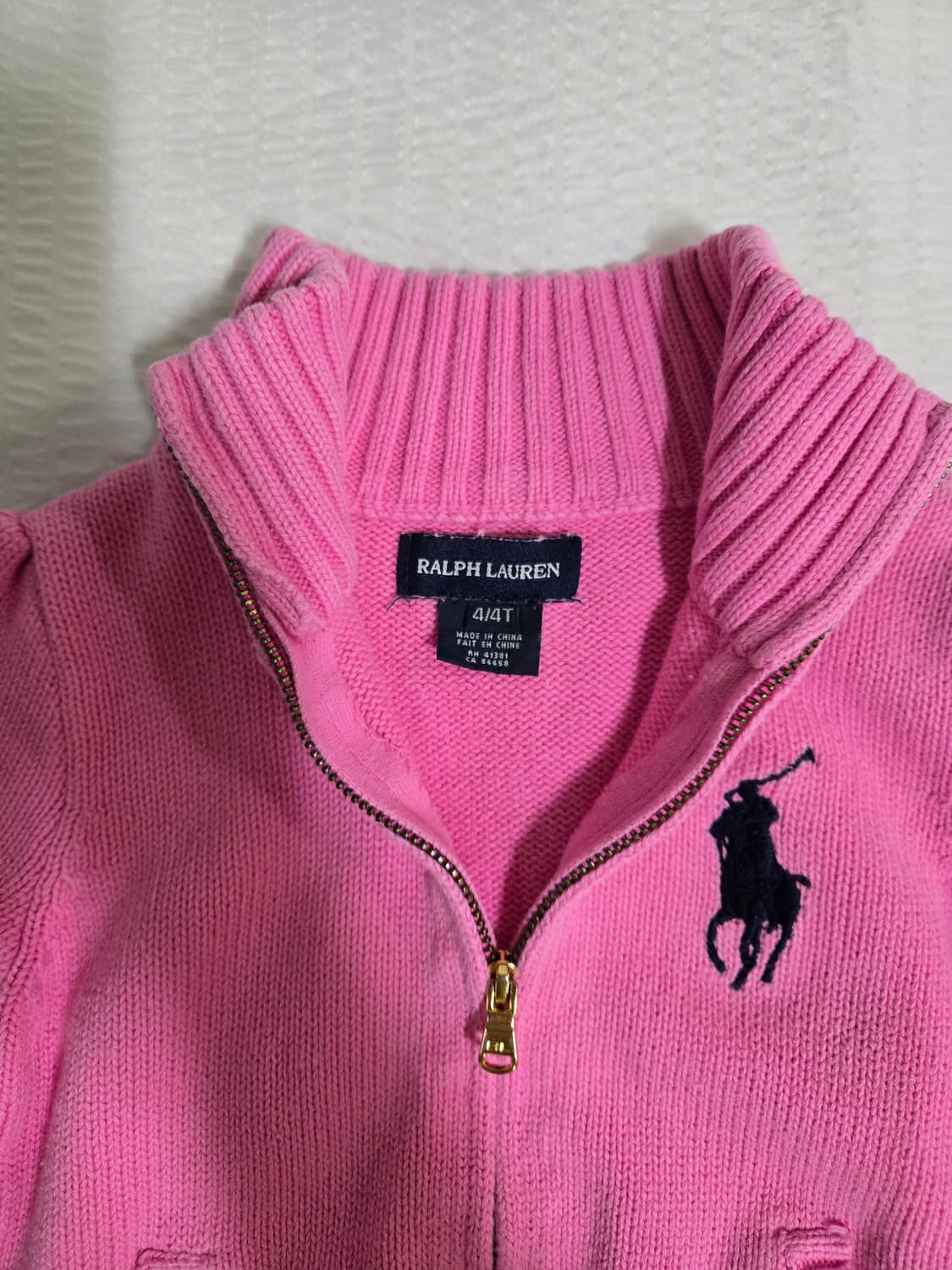 폴로 랄프로렌 빅포니 핑크 꽈베기 니트 집업 가디건 상품이미지3