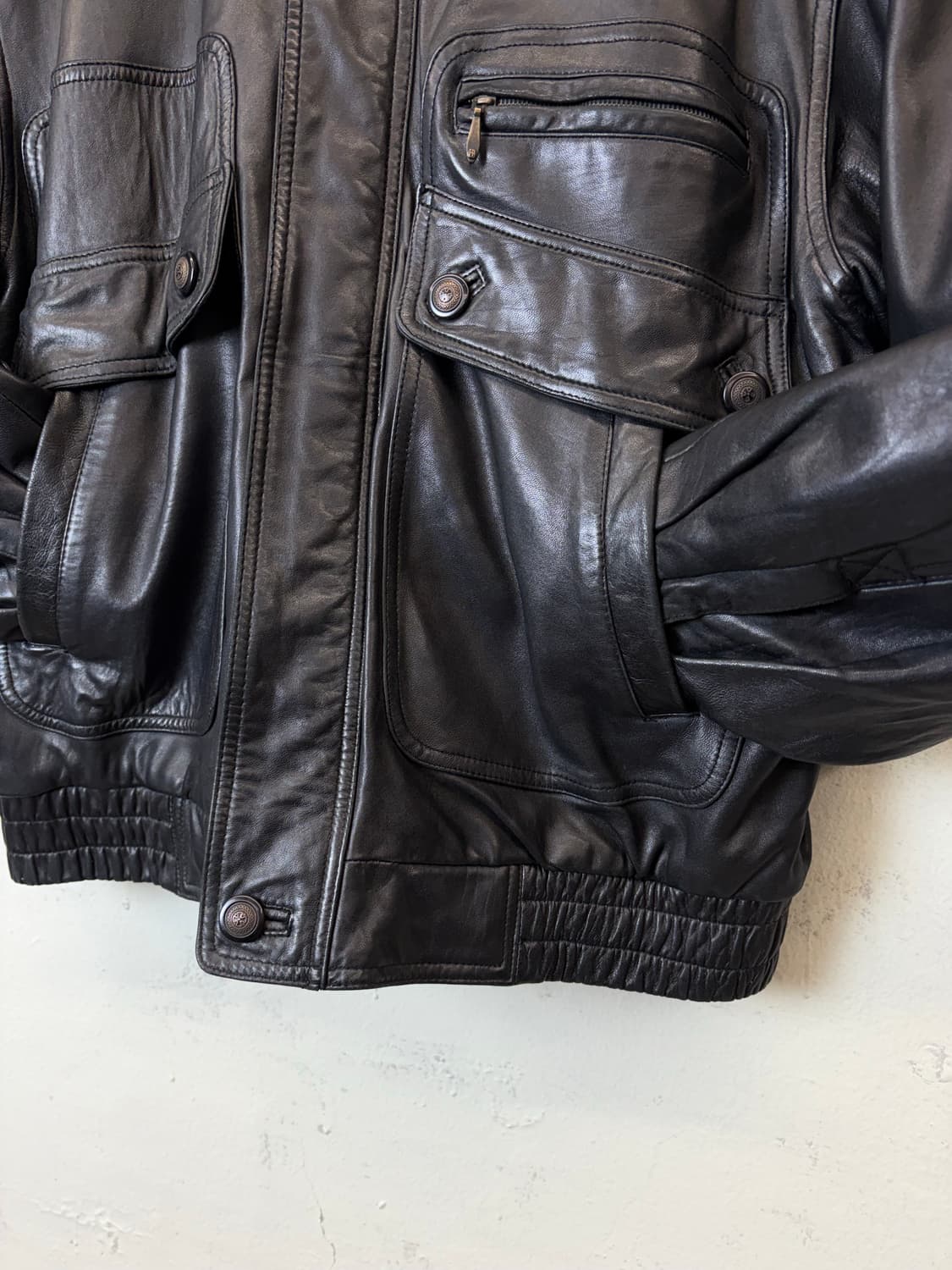 빈티지 양가죽 포켓 레더 봄버 자켓 상품이미지4