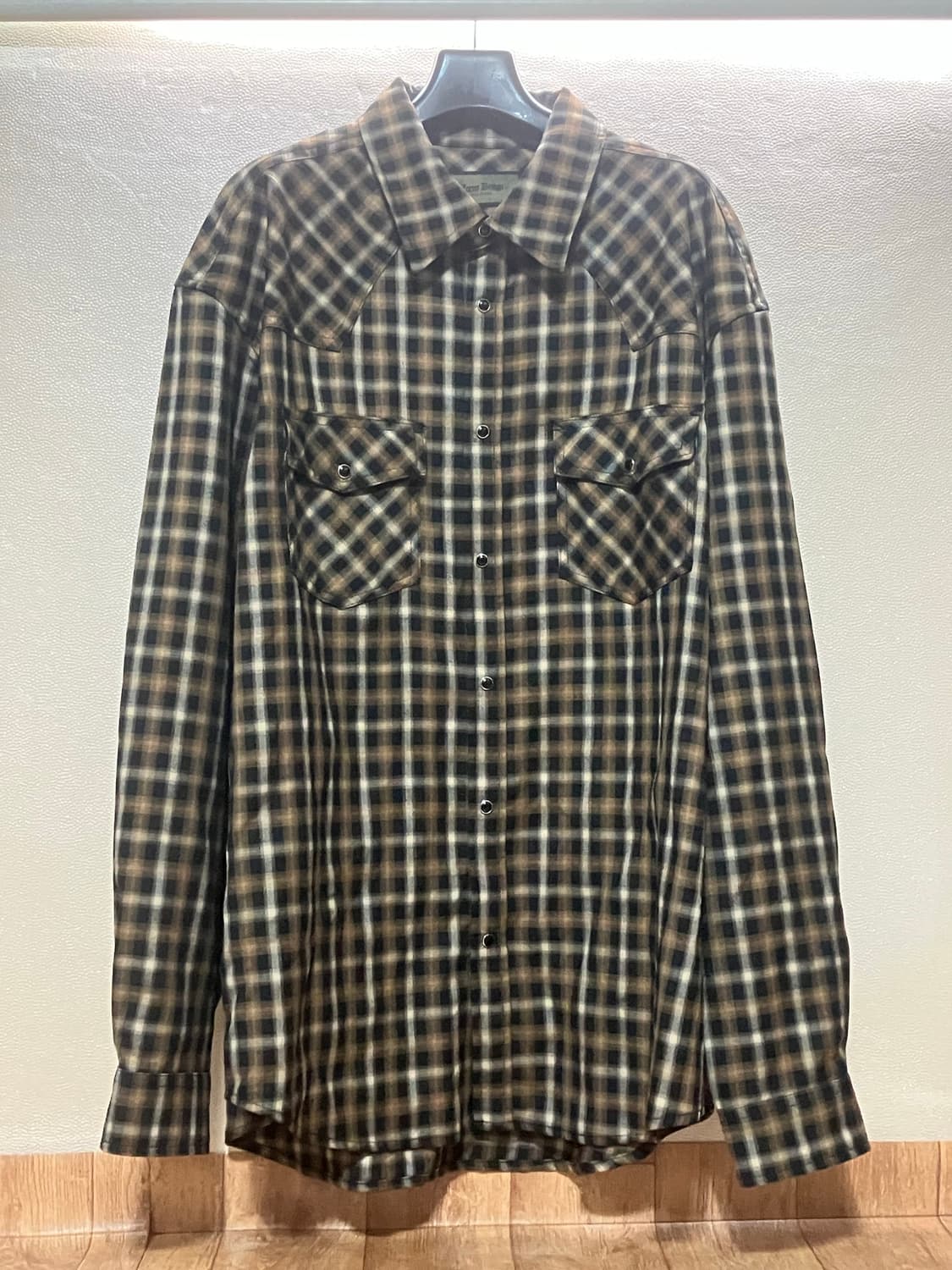 유니폼브릿지 - 웨스턴 체크 셔츠 (베이지) 상품이미지1