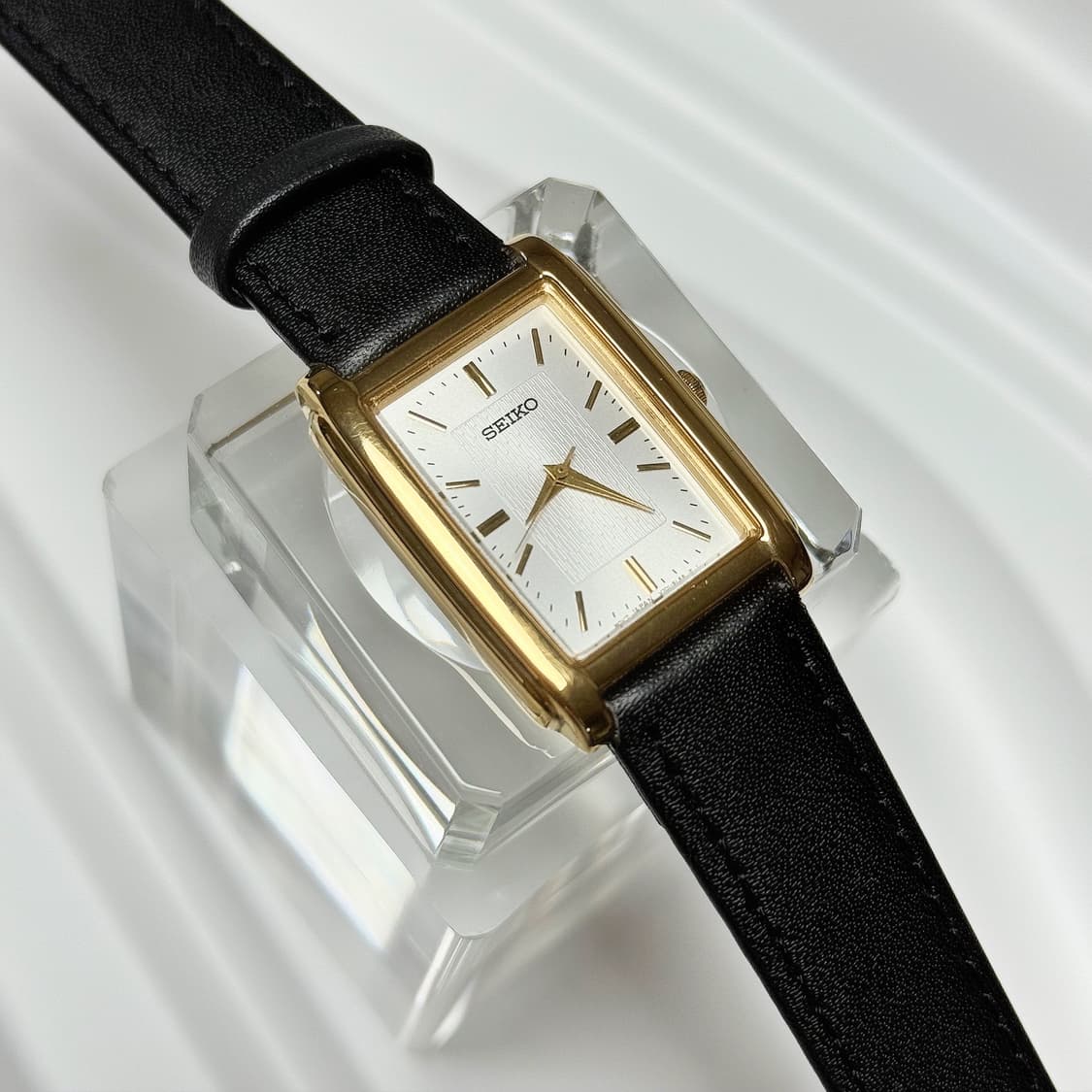 80's90's 빈티지 세이코 골드 탱크 리넨 텍스쳐 워치 상품이미지5