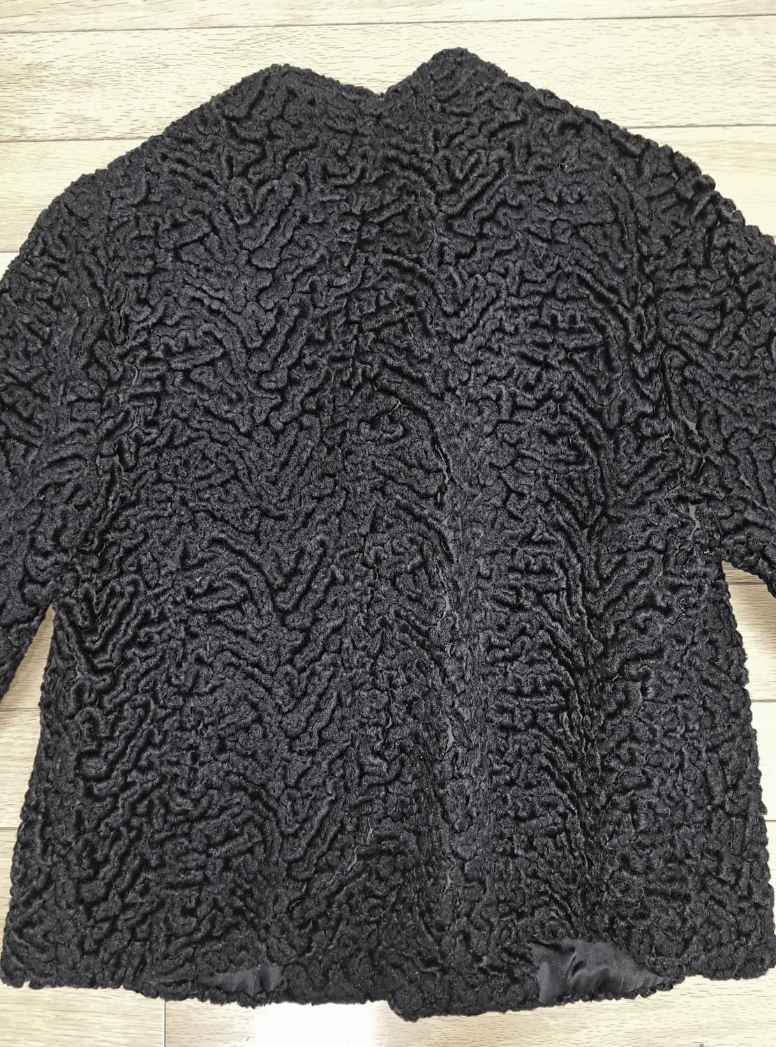 일본 빈티지 여성 하프 코트 인조 아스트라칸 S 상품이미지6