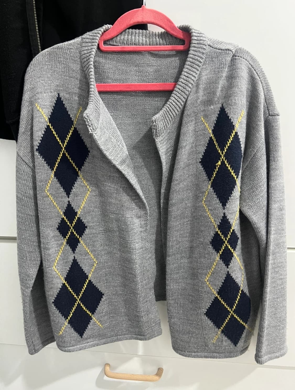 아가일 니트 가디건 그레이 상품이미지1