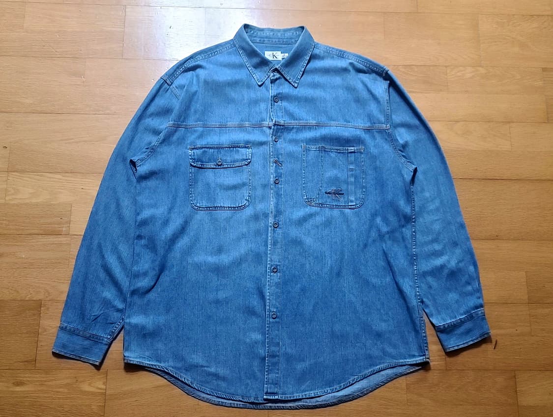 Calvin Klein 90s 박시 자수 데님 셔츠 상품이미지3