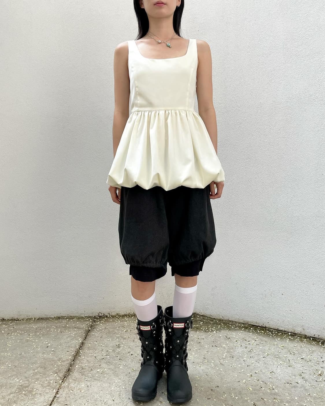 Gyeong 미니 퍼프 드레스 크림 상품이미지1