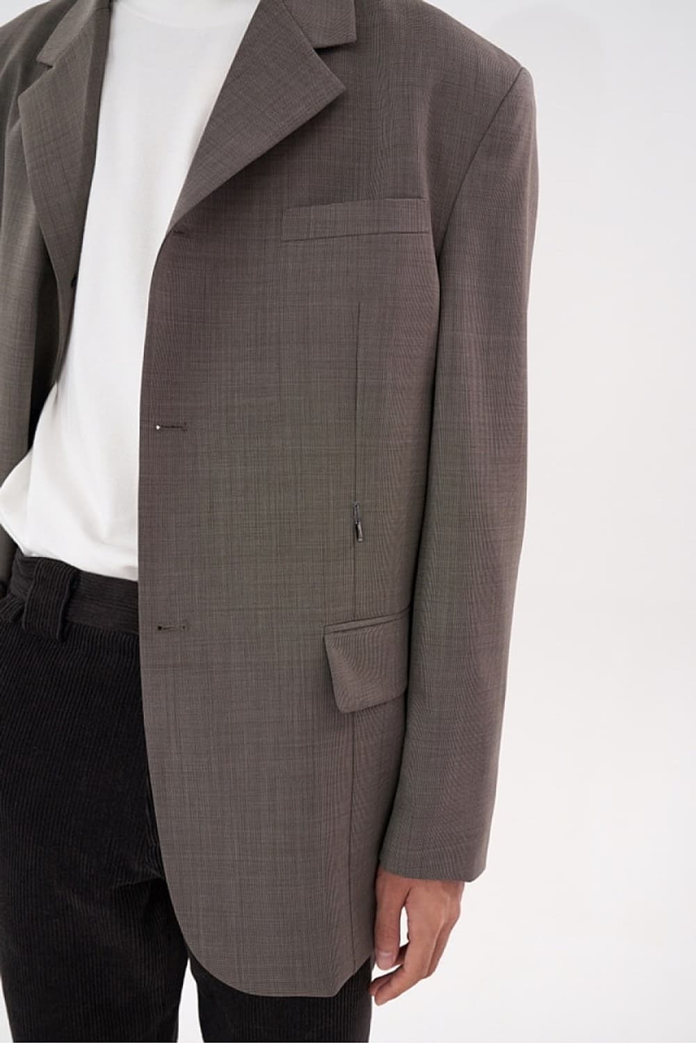 [M] STU 3버튼 블레이저 그레이 브라운 상품이미지2