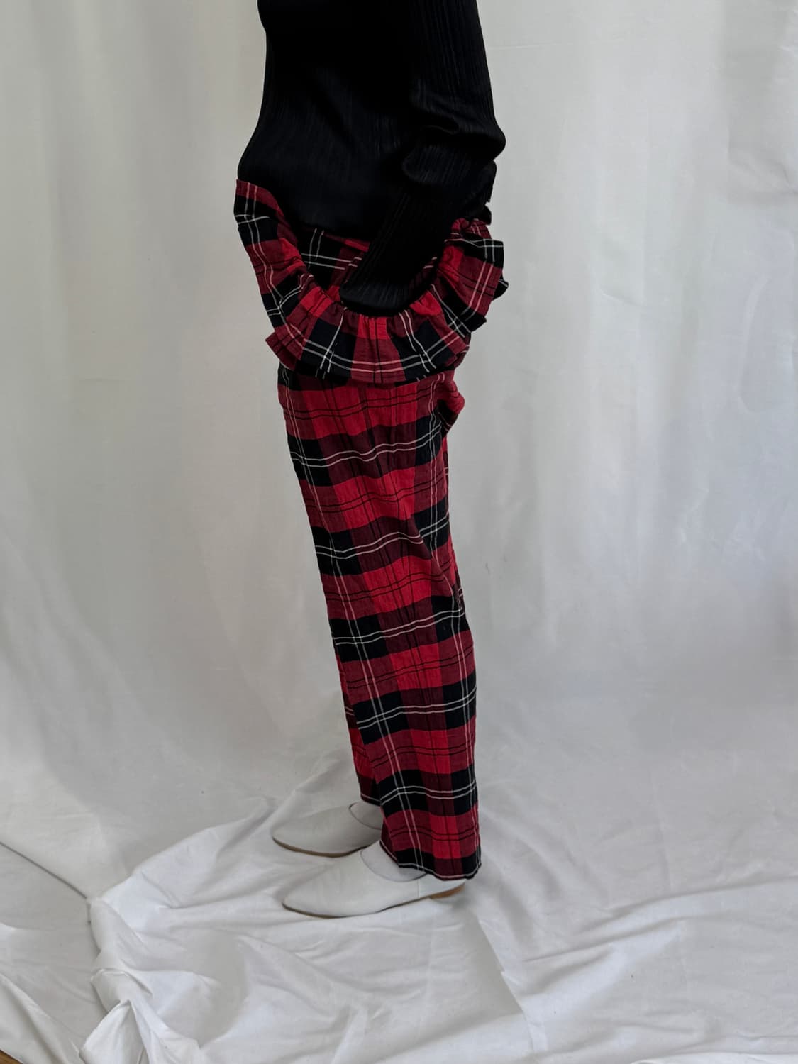 H&M x 시몬로샤 콜라보 체크 팬츠 상품이미지5