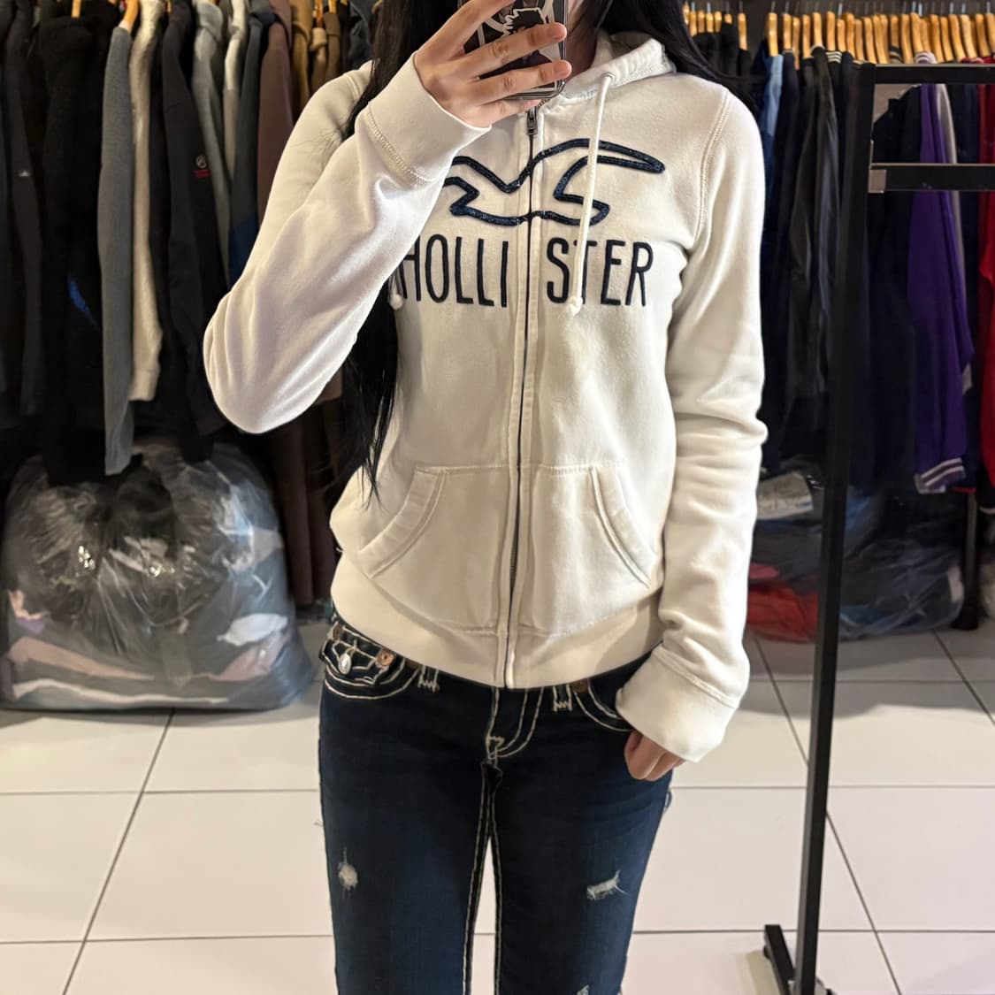 홀리스터 스팽글 로고 후드집업 상품이미지1