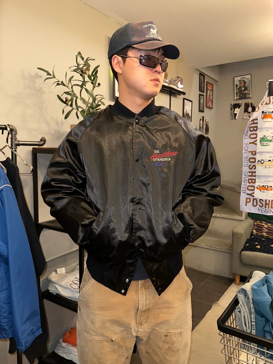 90’s Chevrolet logo satin bomber jakcet 상품이미지4