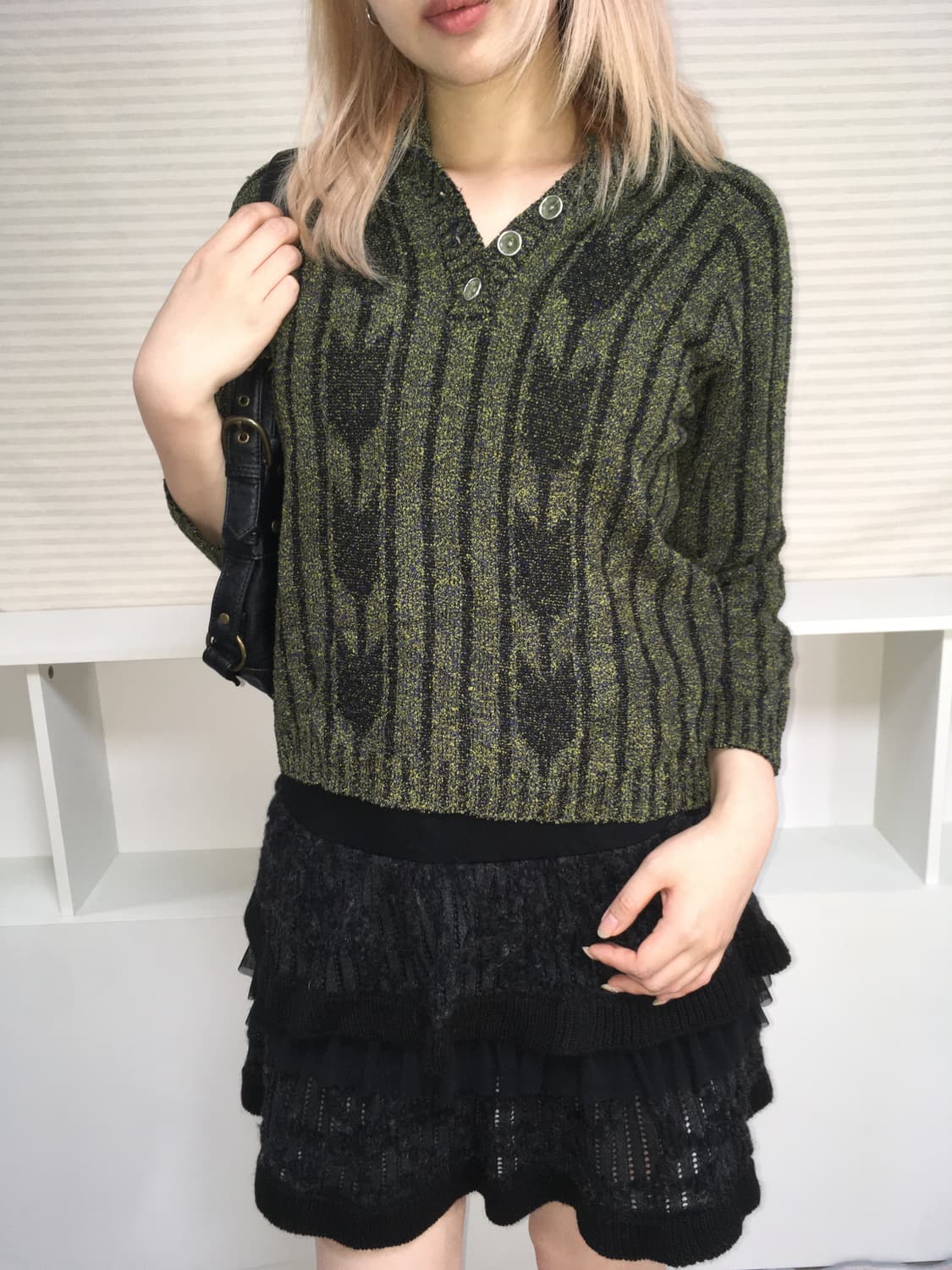 jpn vintage khaki stripe tulip knit 상품이미지2
