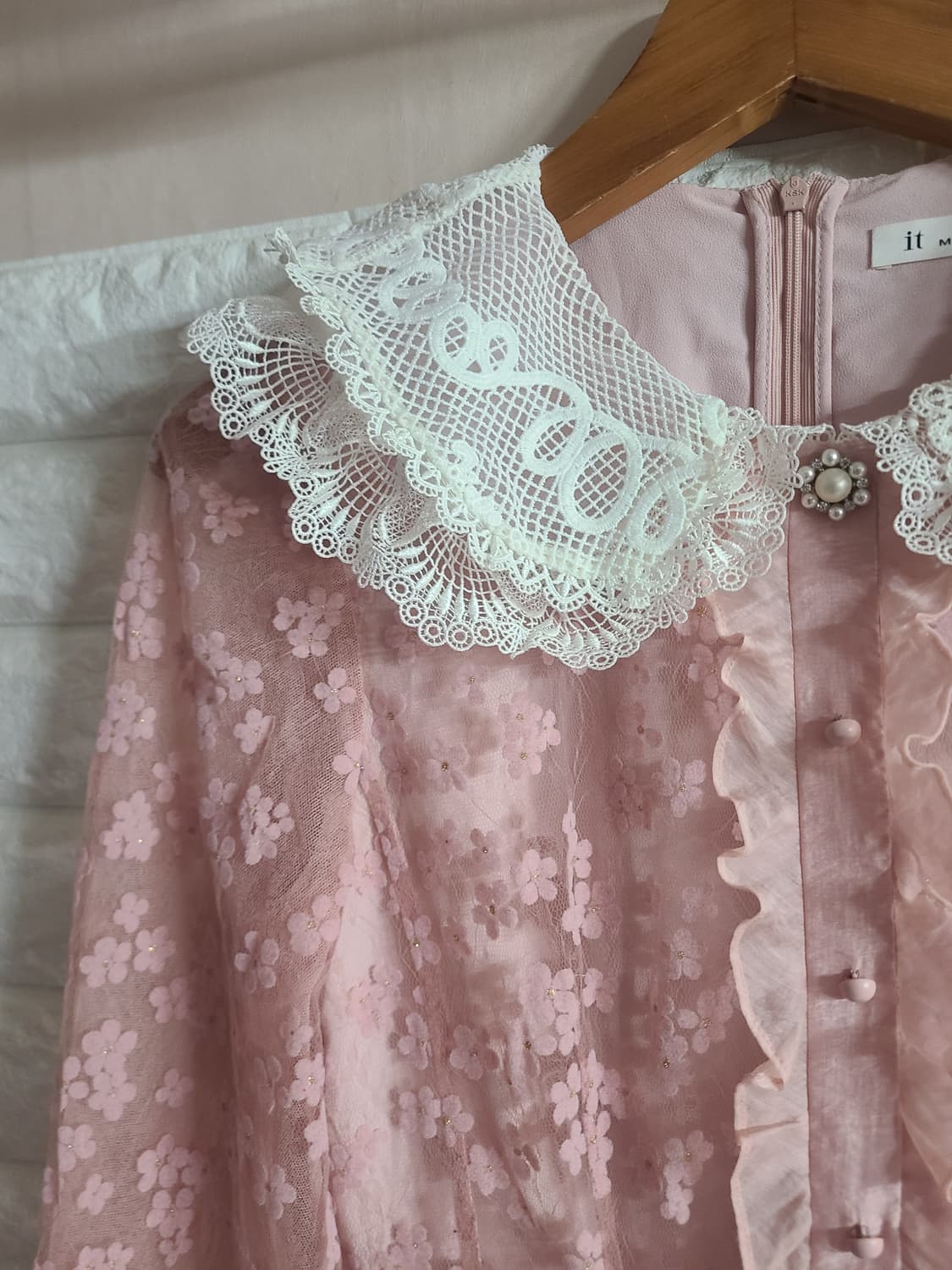 잇미샤 핑크 레이스 롱 원피스(55) 상품이미지2