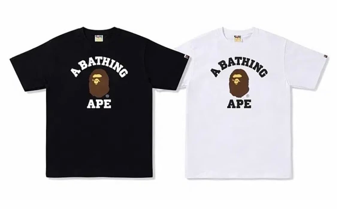 베이프 컬리지 반팔 티셔츠 블랙/화이트 새상품 상품이미지2