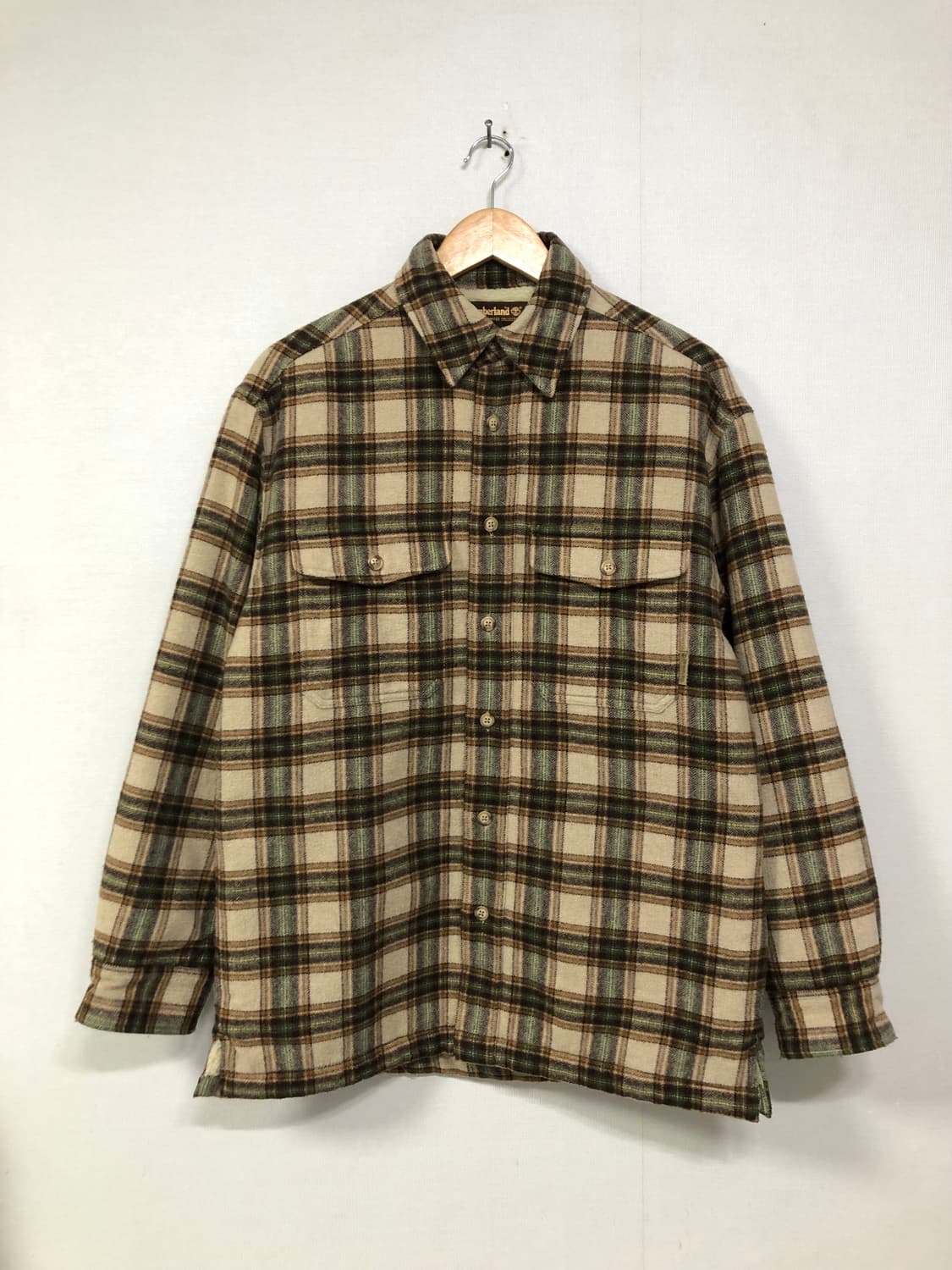 팀버랜드 헤비 울 누빔 체크 셔츠 겸 자켓 _ 베이지/그린 상품이미지1