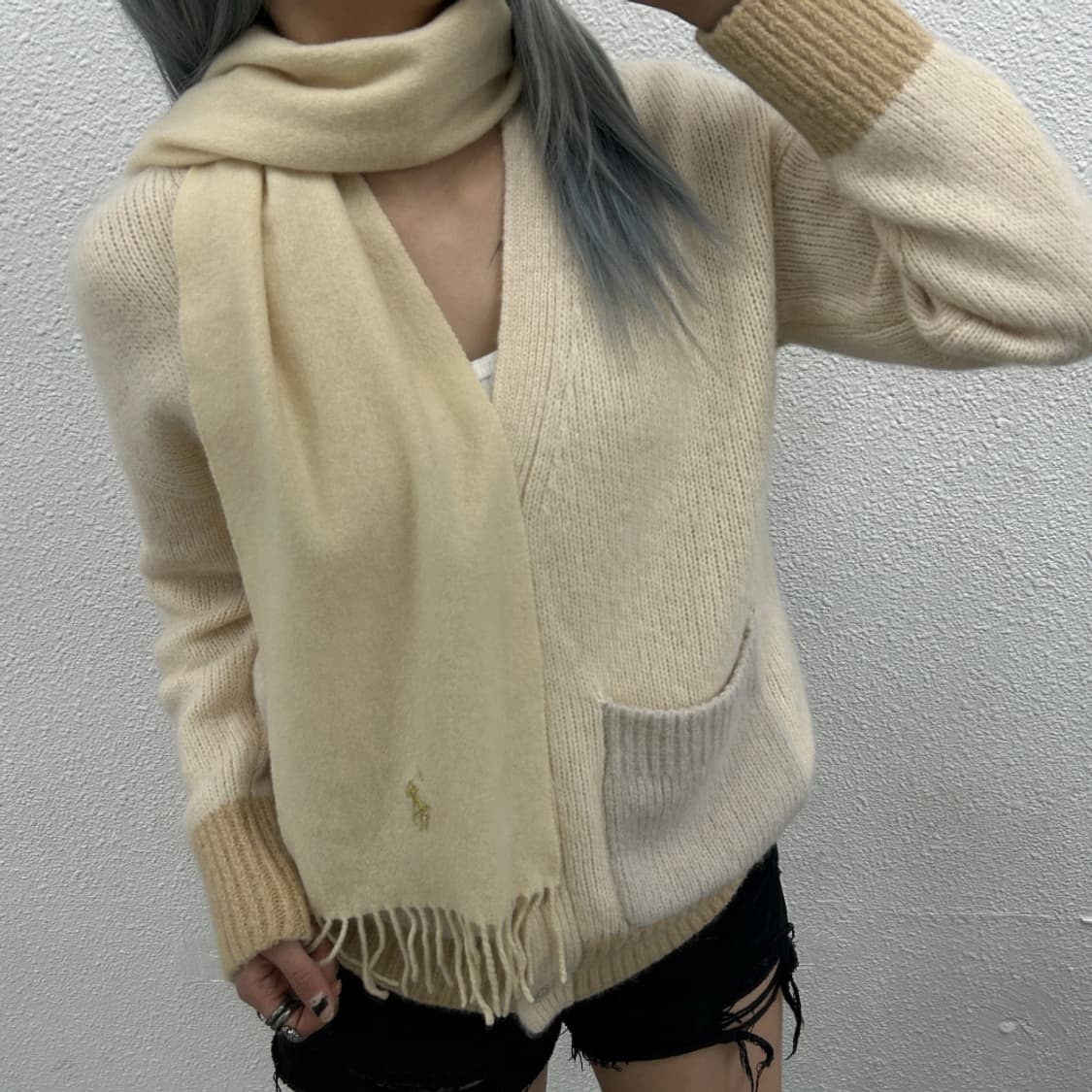 폴로 랄프로렌 골드포니 아이보리 울 머플러 상품이미지1