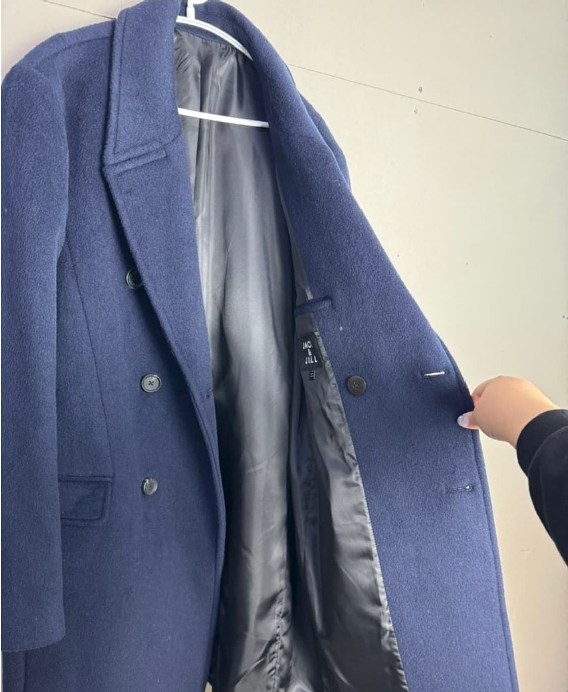JACK&JILL(정품)지적이고 우아한 네이비컬러 울 더블코트 하프코트 상품이미지3