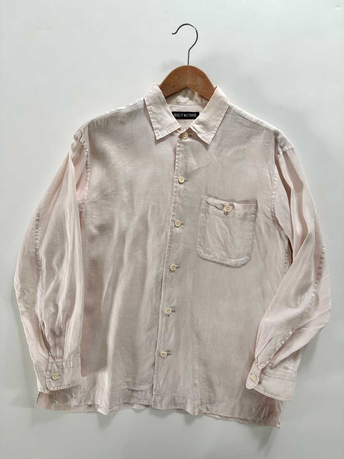 Issey Miyake 이세이미야케 90’s 핑크아이보리 셔츠  상품이미지3