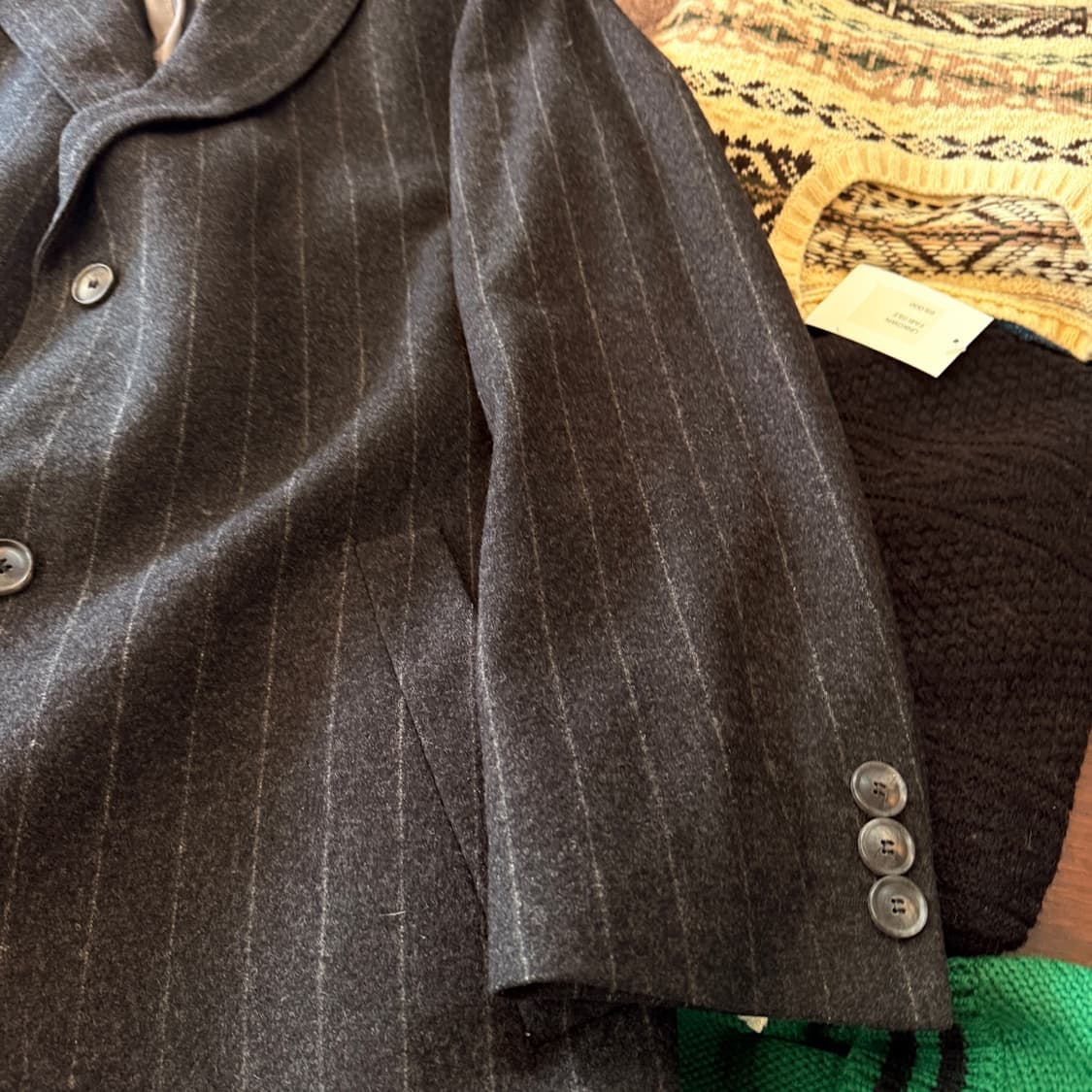 휴고 보스 스트라우스 블랙 스트라이프 버진울 오버핏 코트 XXL XL 상품이미지2