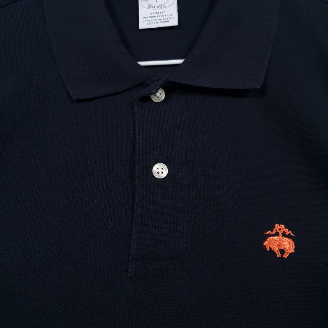 브룩스브라더스 골든 플리스 수피마 코튼 반팔 카라티 폴로 셔츠 다크네이비 상품이미지4