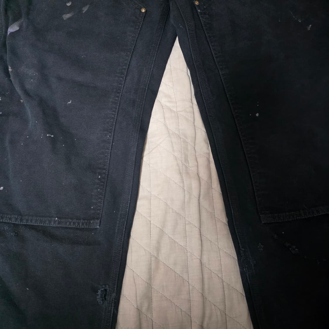 [40X30] 빈티지 칼하트 더블니 B01 BLK 워크팬츠 페인팅 BK3 상품이미지2