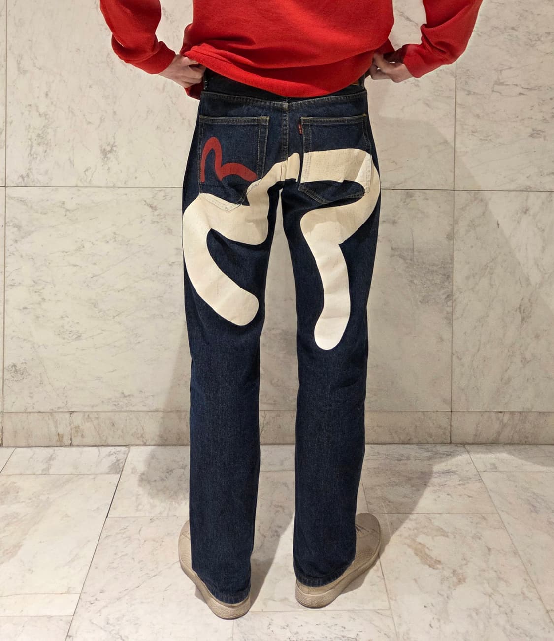 에비수 빅 플라워 셀비지 데님 팬츠 상품이미지2