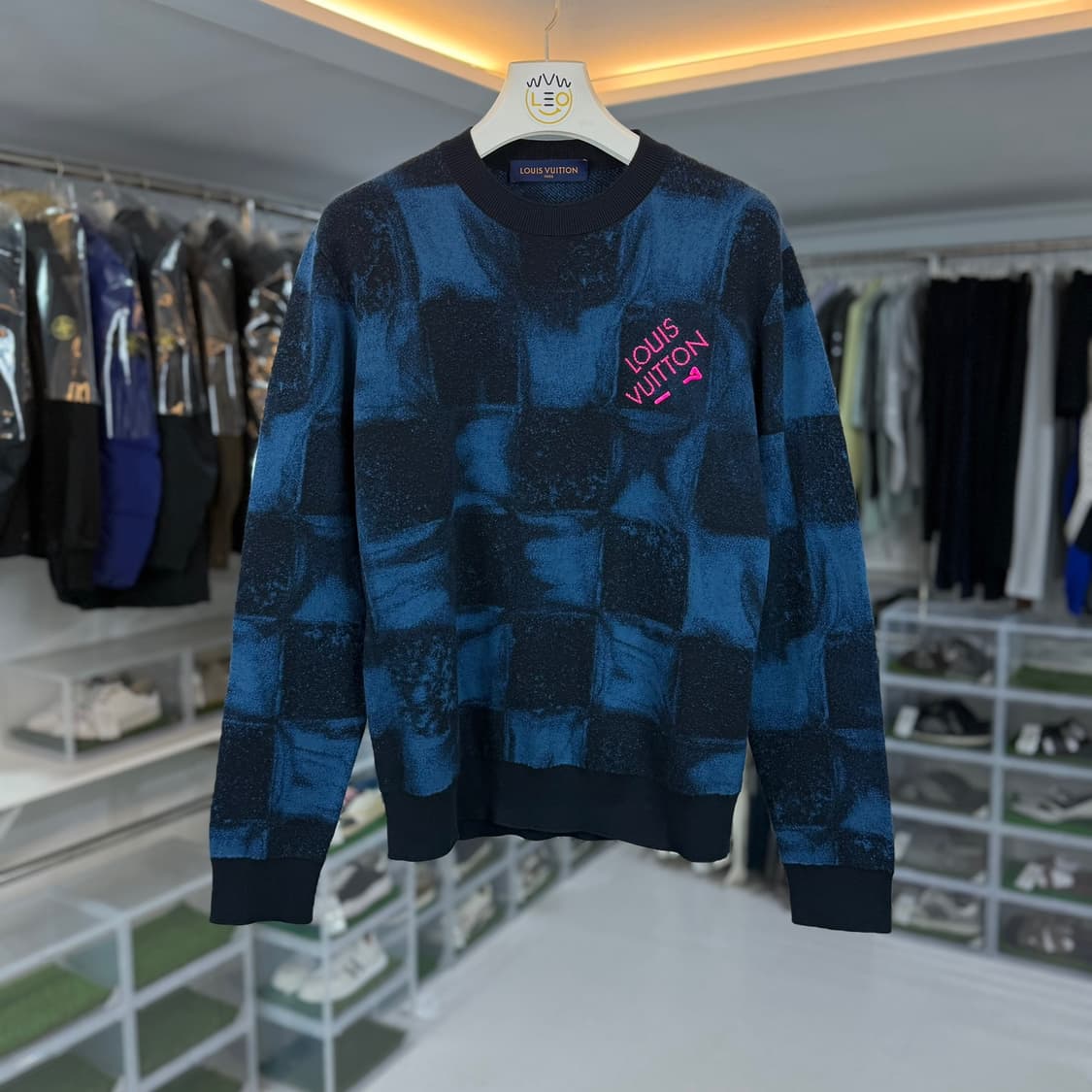 [리오브] 루이비통 다미에 솔트 자카드 크루넥 니트 상품이미지1