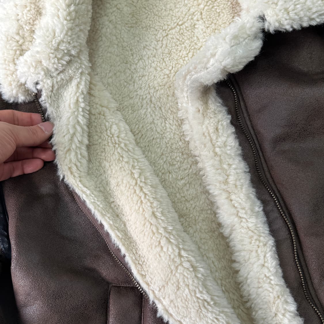 H&M 브라운 하이넥 무스탕 M 상품이미지5