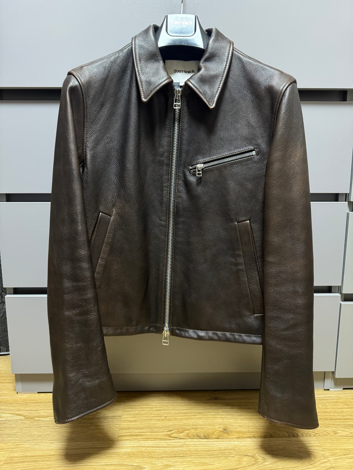 토니웩 크롭 레더자켓 브라운 m 상품이미지1