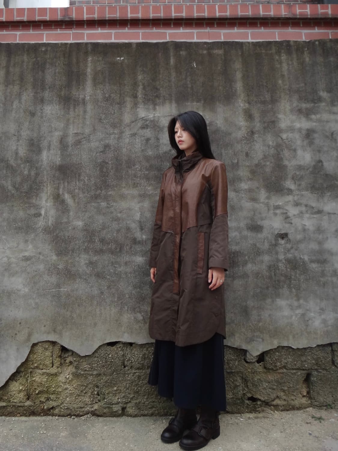 Bambi leather mix jacket / brown 상품이미지9