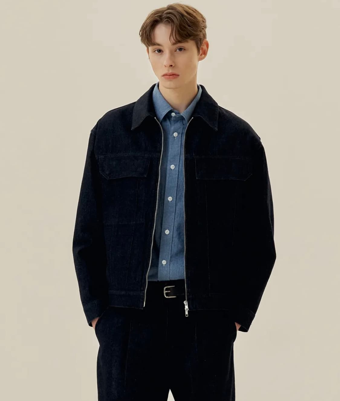 마인드브릿지 로우 데님 집업 트러커 자켓 100 상품이미지3