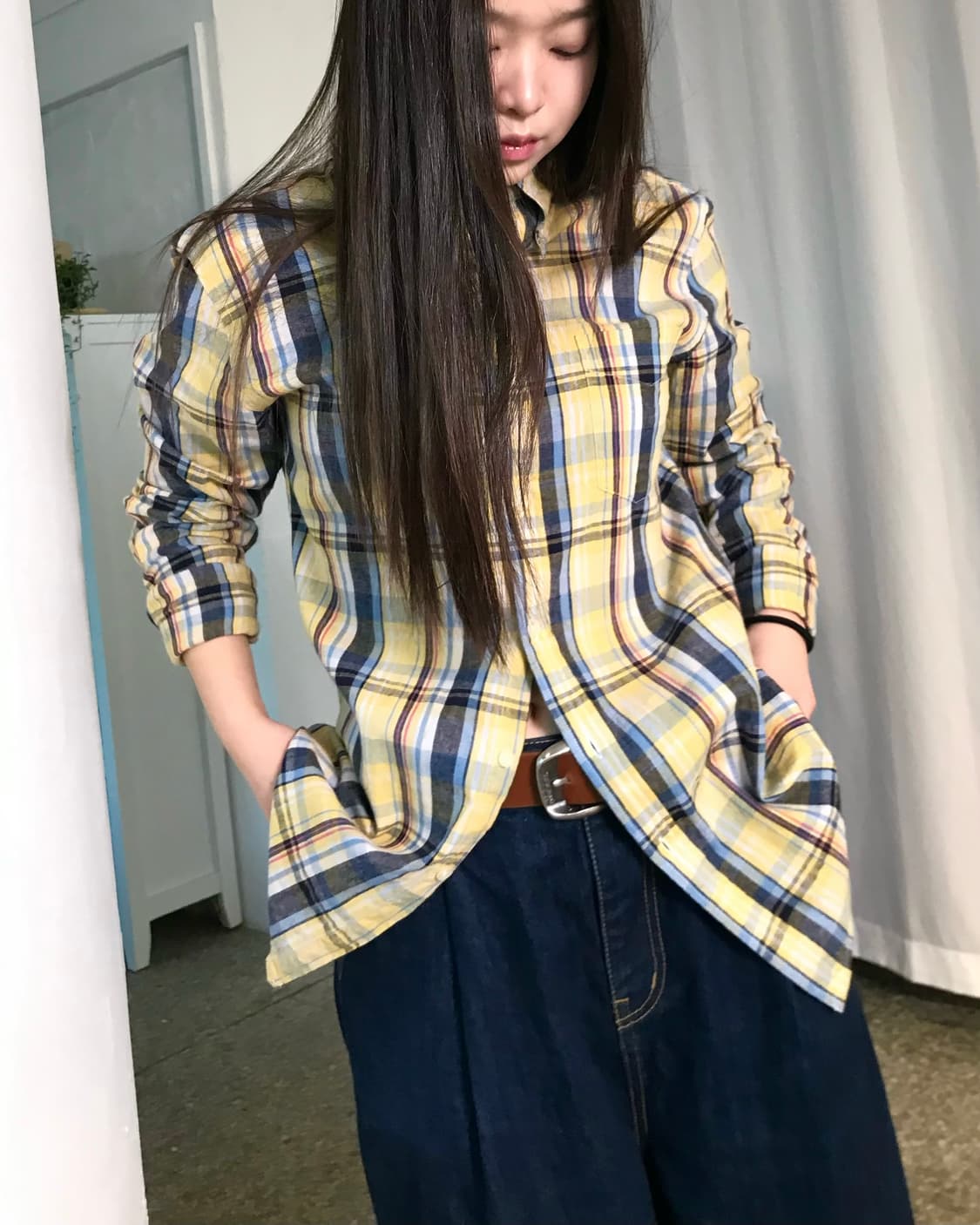 Lee 옐로우 체크 셔츠  상품이미지1