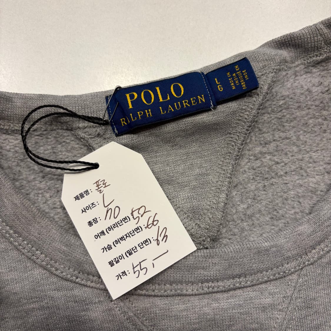 [L] 폴로 랄프로렌 그레이 맨투맨 티셔츠 D763 상품이미지3