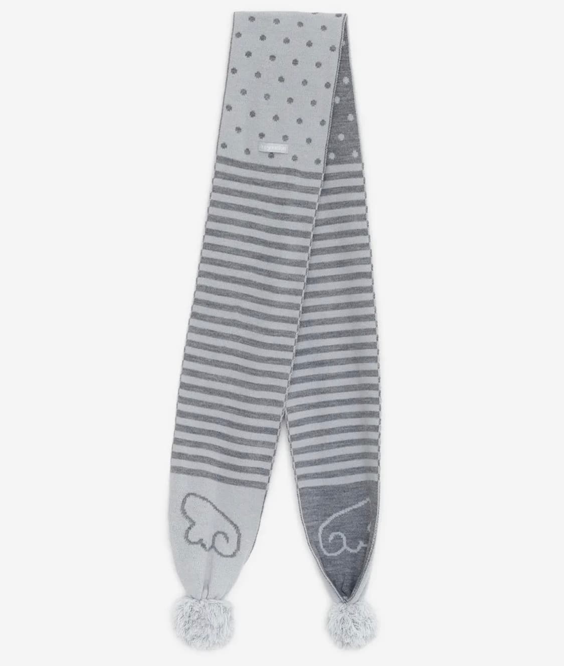 허그유어스킨 엔젤 윙 스트라이프 폼폼 머플러 그레이 상품이미지1