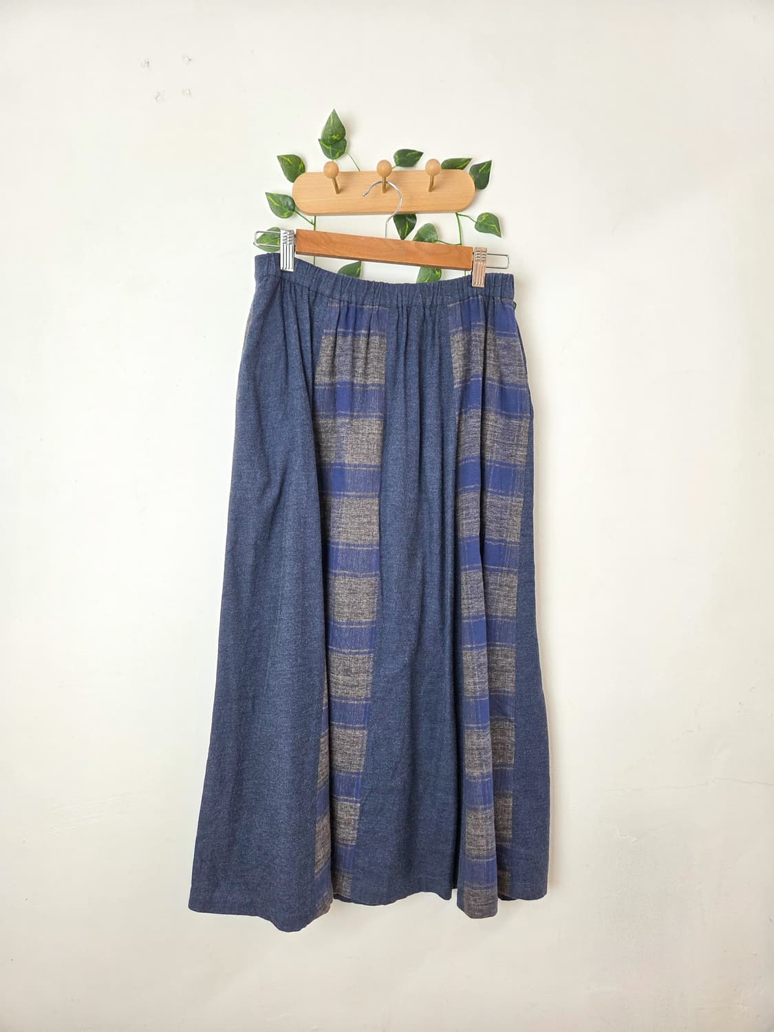 체크 패치워크 롱스커트 상품이미지1