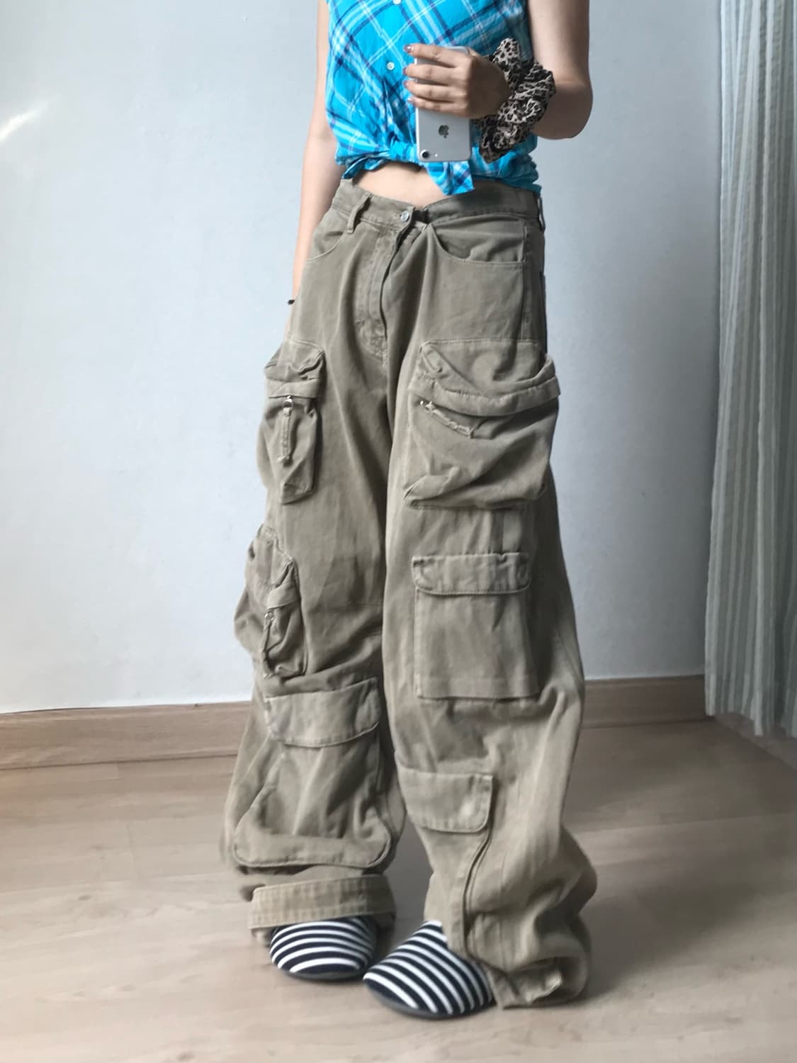 Beige double bold pocket strap cargo pt 상품이미지1