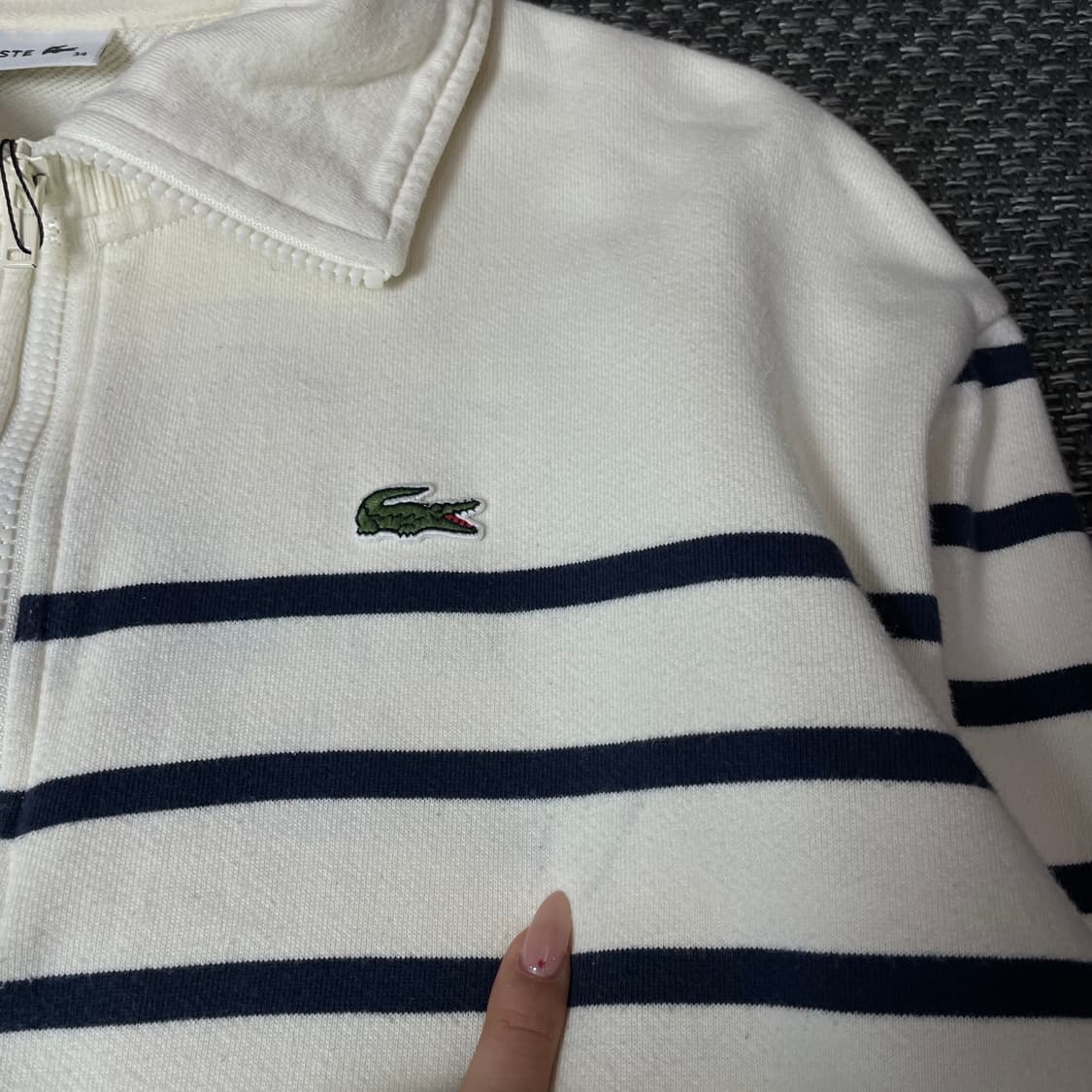 라코스테 아이보리 네이비 단가라 반집업 34 상품이미지5