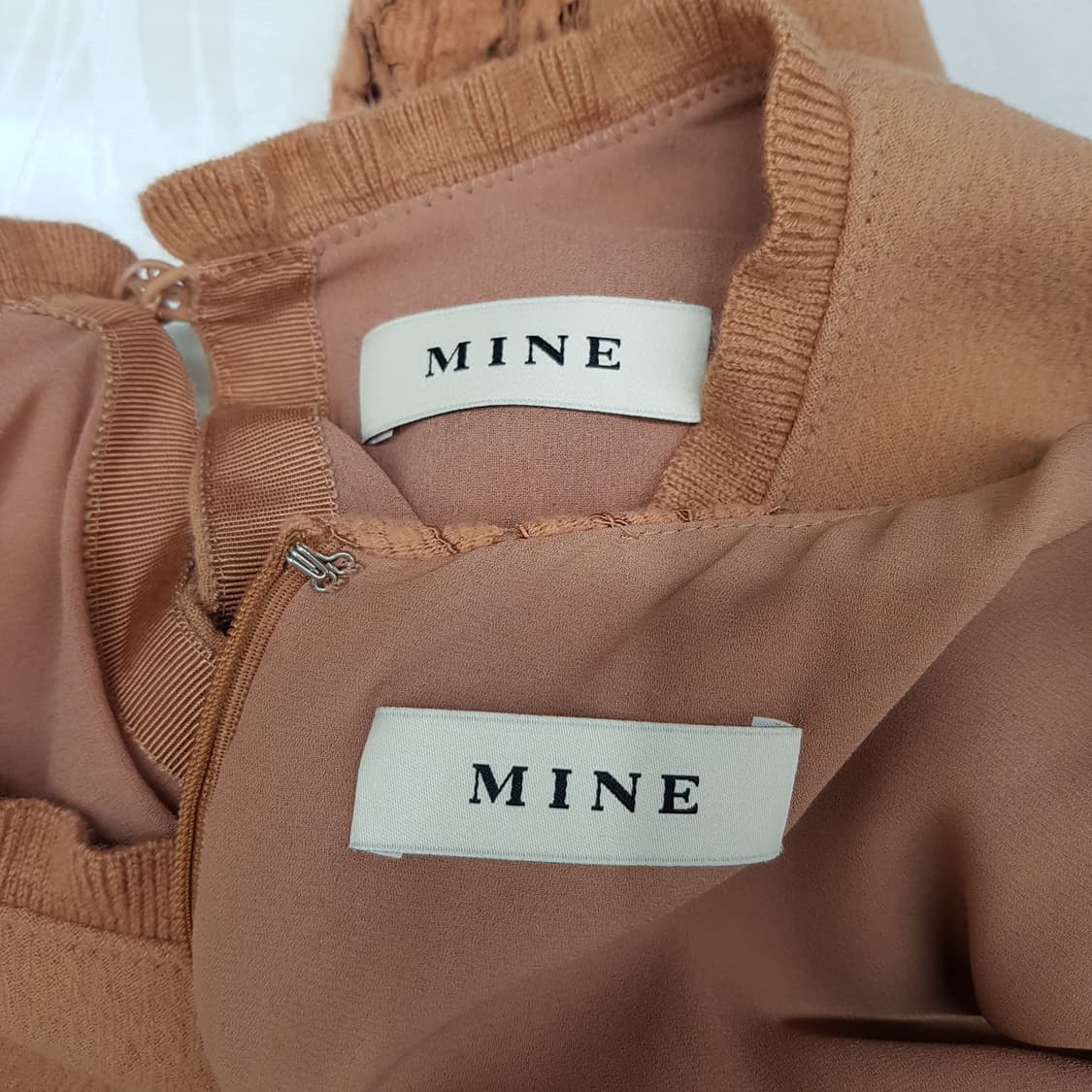 한섬 마인 2020 레이스 배색 투피스 원피스 세트 76-90-155 상품이미지8