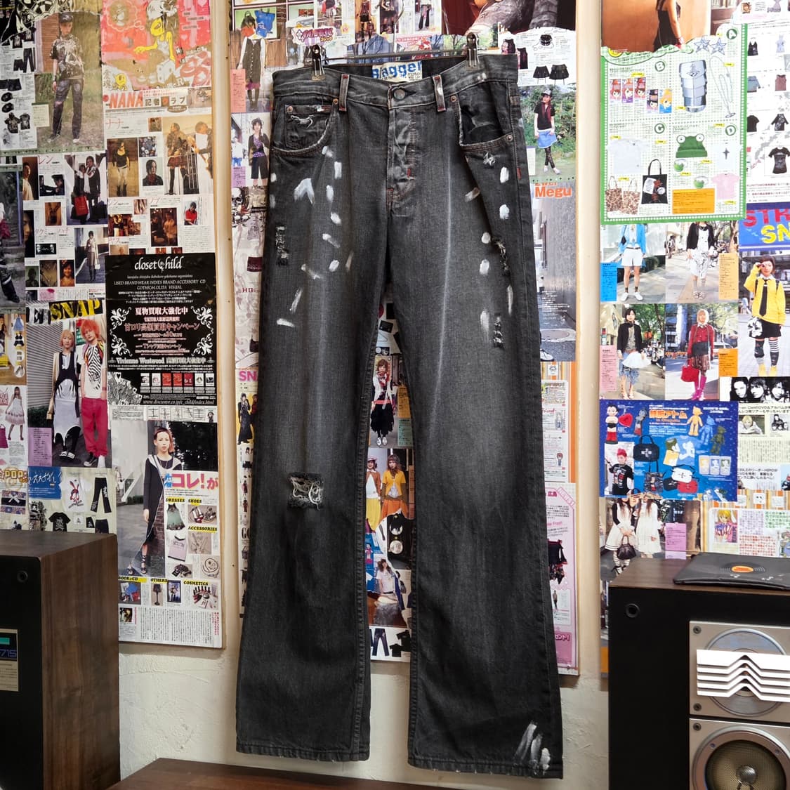 JPN 페인팅 데미지 그레이 버튼플라이 데님 팬츠 상품이미지2