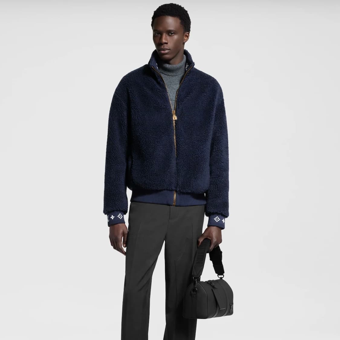[새상품/풀구성] 25FW 루이비통 레더패치 플리스 블루종 자켓 상품이미지9