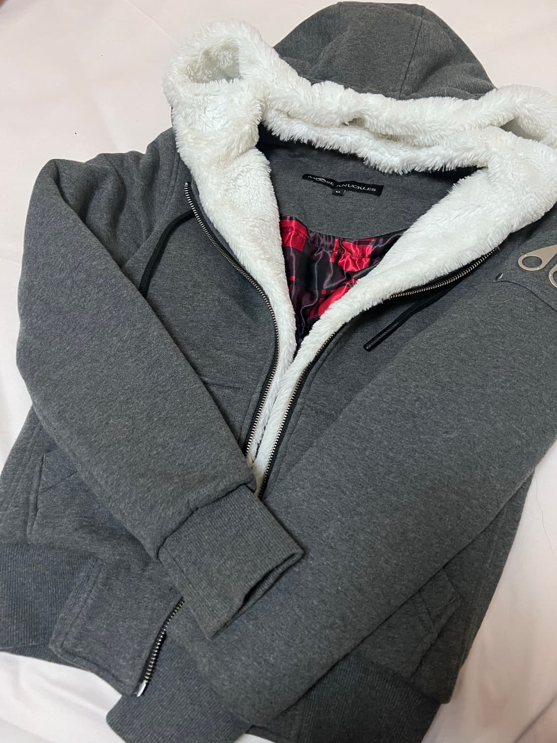 상태최상)무스너클 버니스웨터 퍼후드집업 그레이 s 상품이미지3