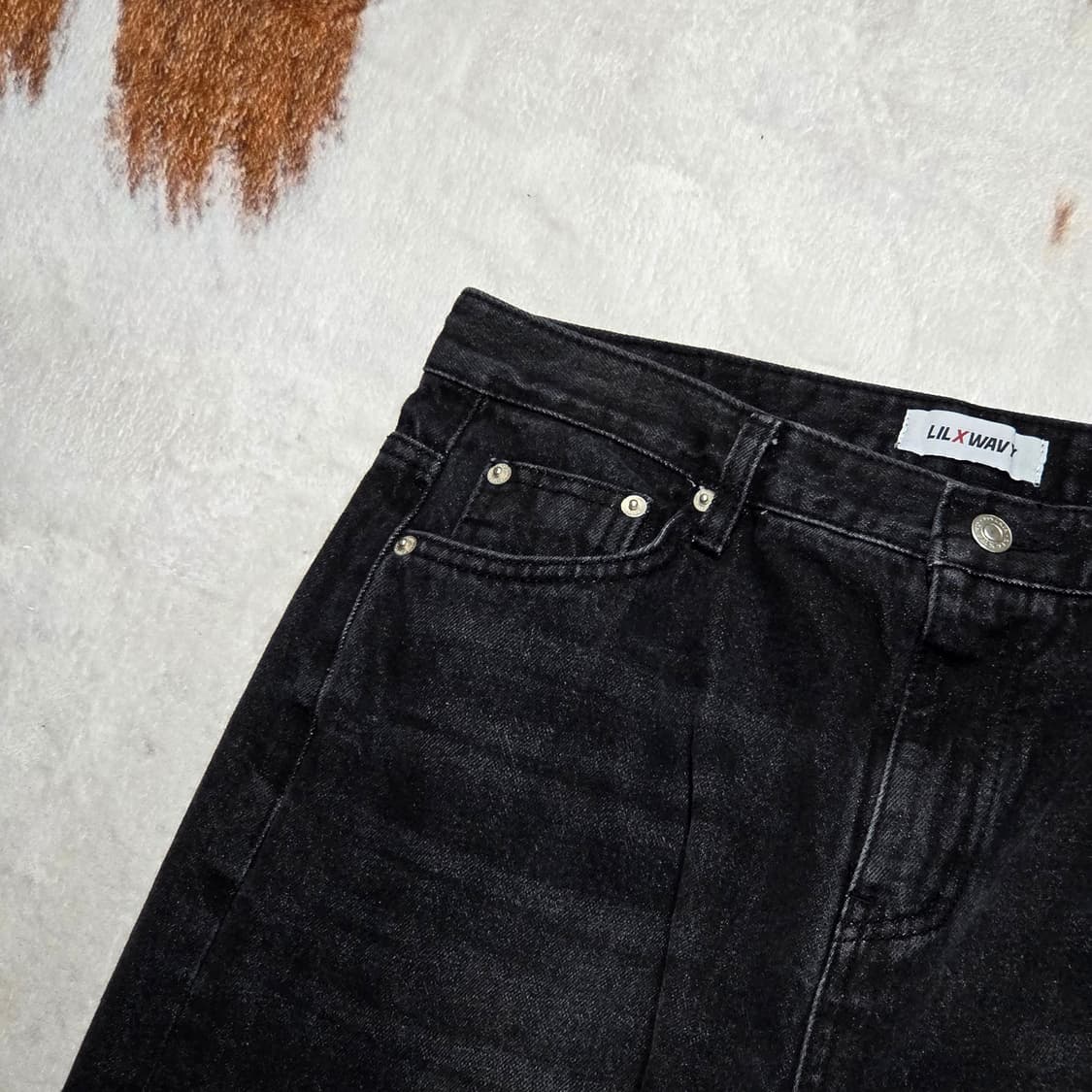 펑크 아일렛 흑청 와이드 팬츠 상품이미지2