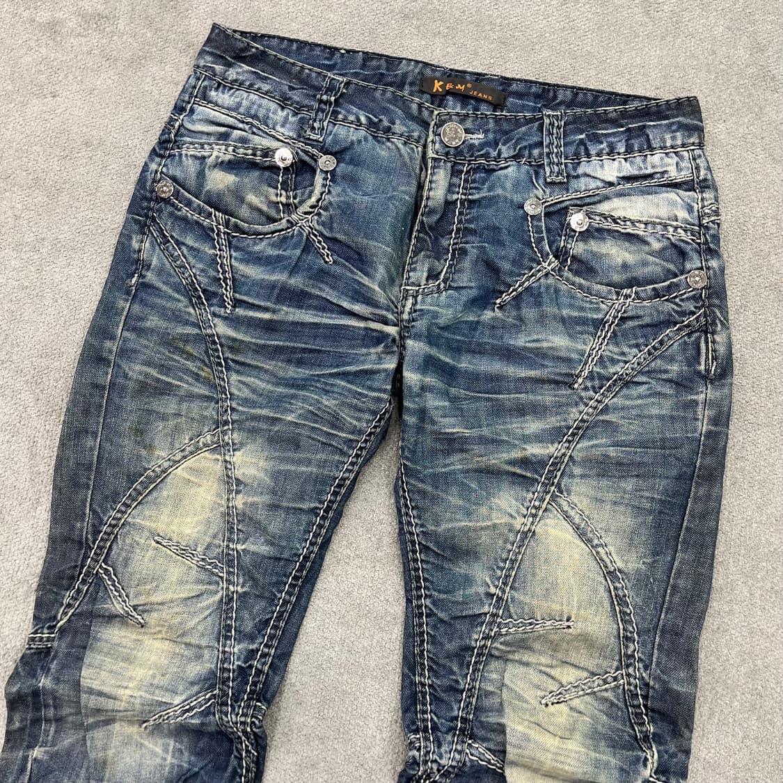 32 빈티지 워싱 스티치 데님 팬츠 상품이미지3