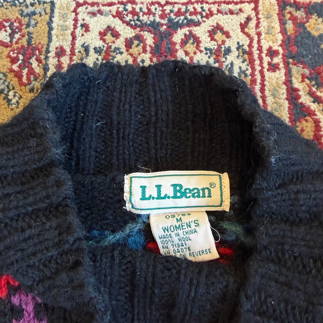 90s L.L.Bean 아즈텍 패턴 울 모크넥 니트 [ 66-77 ] 상품이미지6