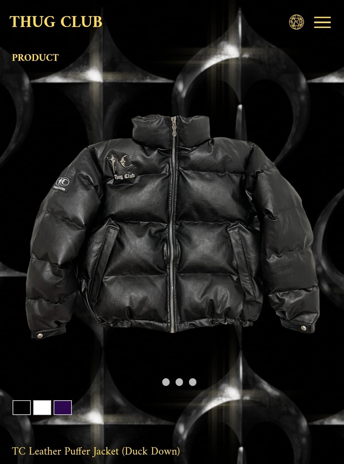 (2사이즈) 떠그 클럽 레더 퍼퍼 자켓 블랙 덕 다운 상품이미지1