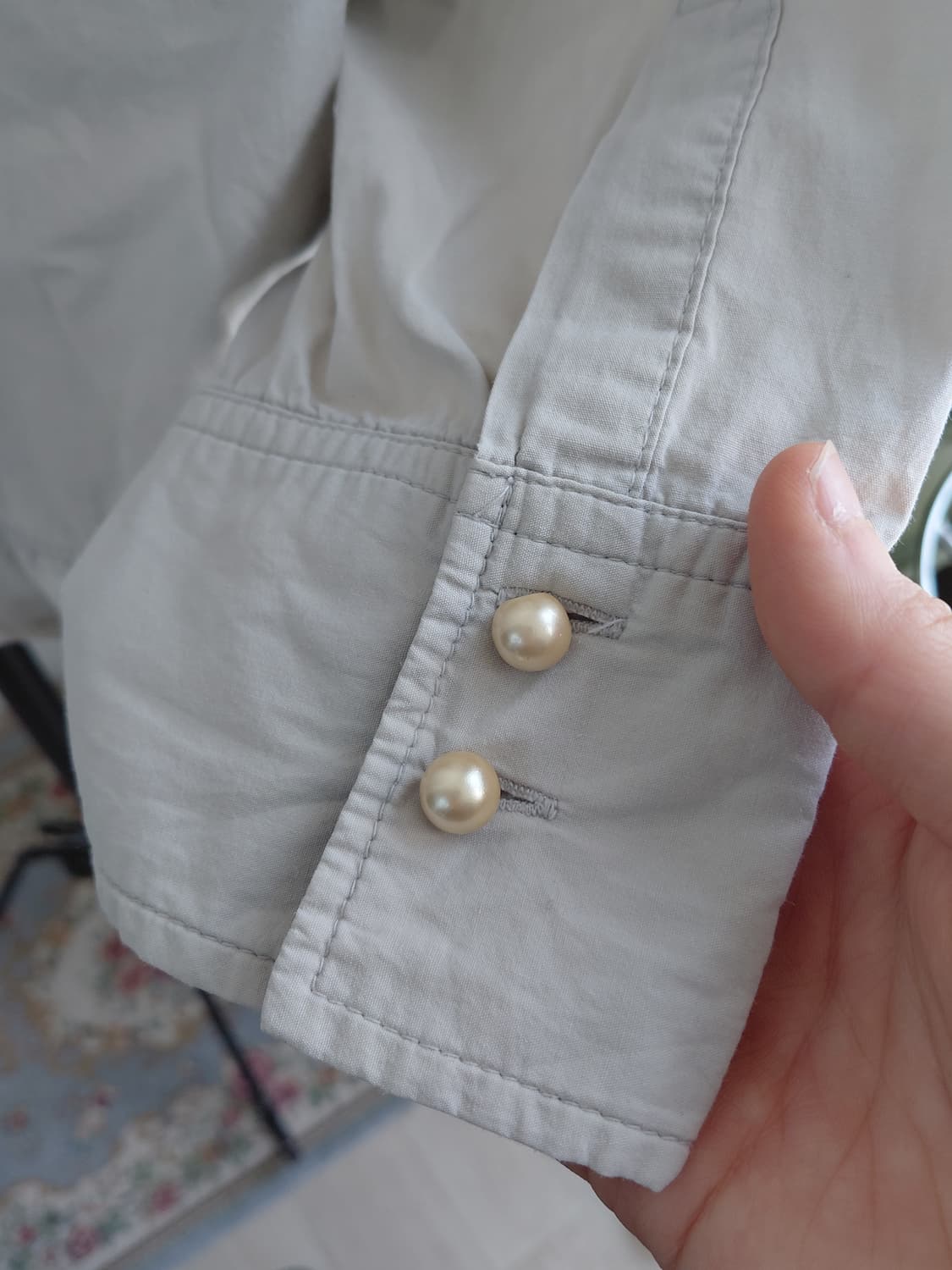 [일본빈티지] 레이스 핀턱 블라우스 아이보리 모리걸 상품이미지5